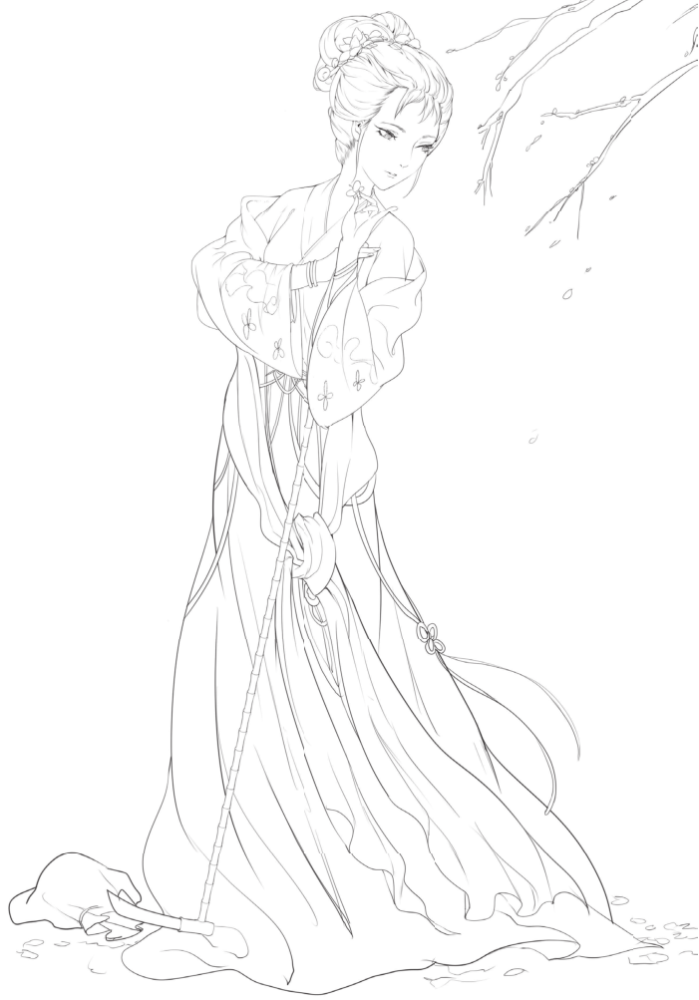 铅笔线描古风美人画法试试吗