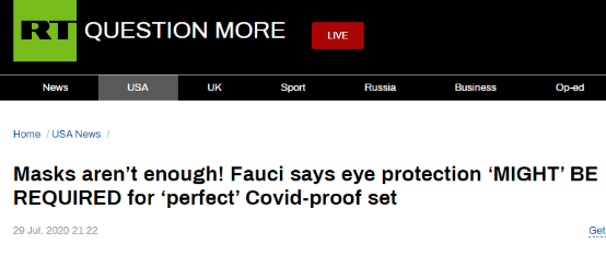 安东尼·福奇|光戴口罩不够！福奇说“完美”防新冠还需戴护目镜，美国网友却质疑起来……