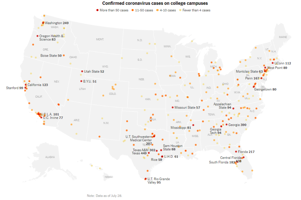 高校|美媒调查：270所美精英大学超6300人确诊 病毒已渗透校园
