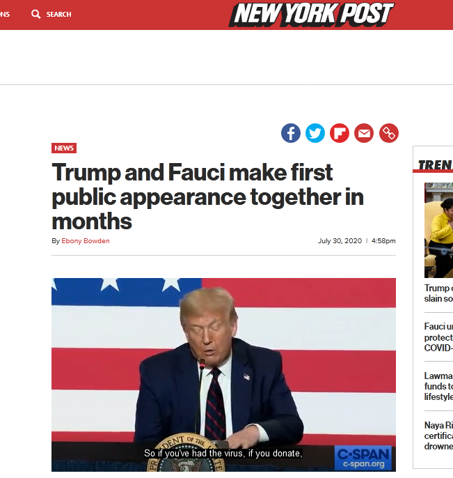 特朗普|握手言和？时隔多月，特朗普与福奇首次一同公开露面