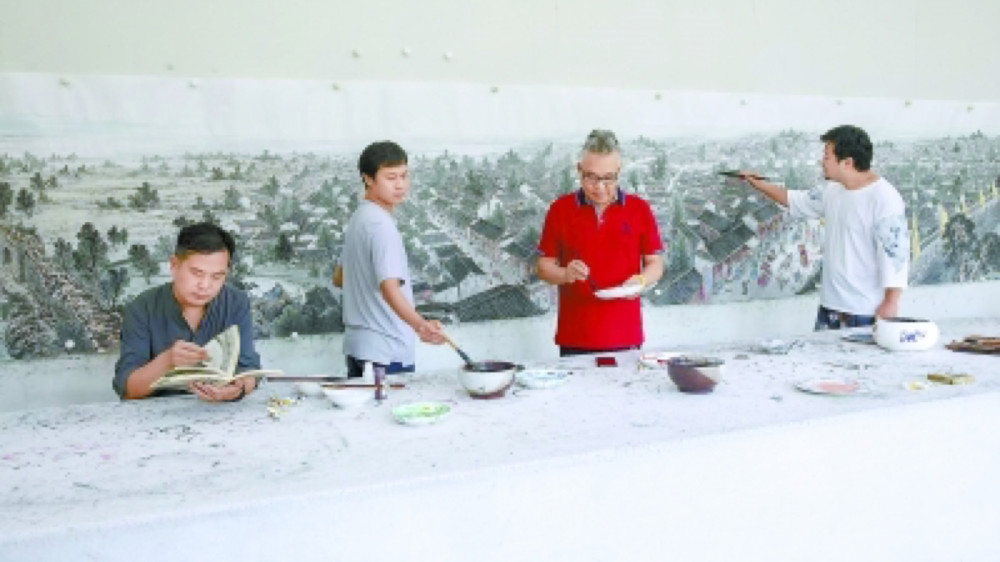 画家|四位画家联手创作百米长卷 描绘张家湾千年传奇