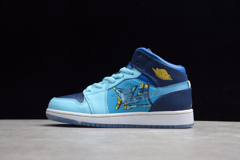 air jordan 1 mid gs"fly"aj纯原天堂冰蓝鸳鸯鞋