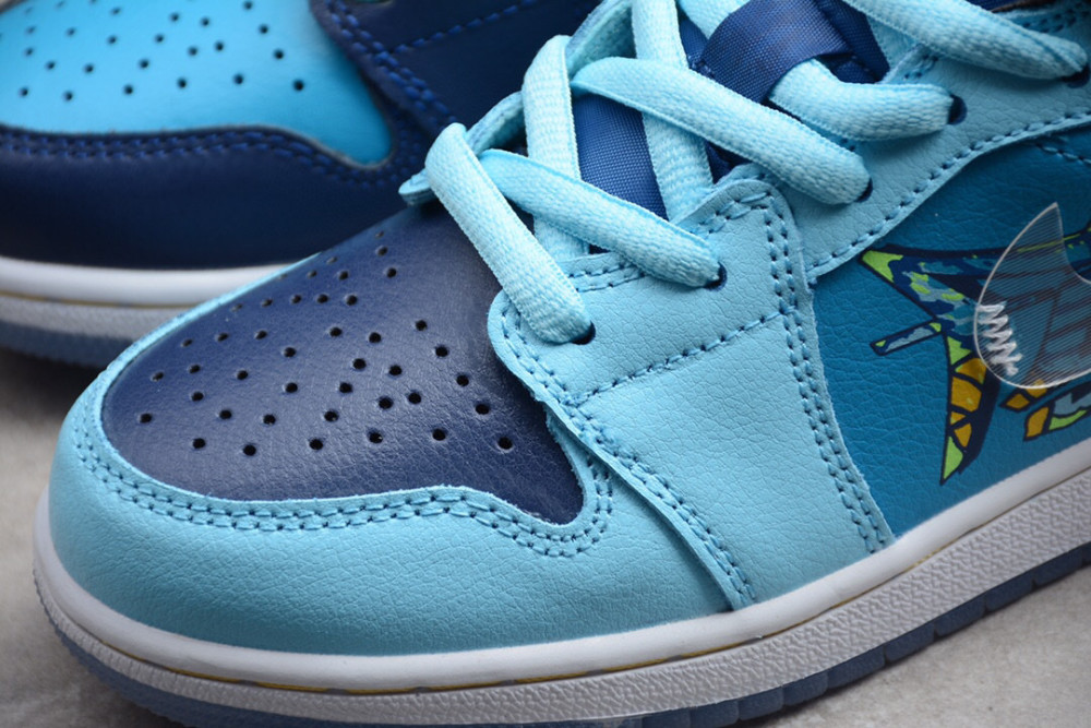 airjordan1midgsflyaj纯原天堂冰蓝鸳鸯鞋