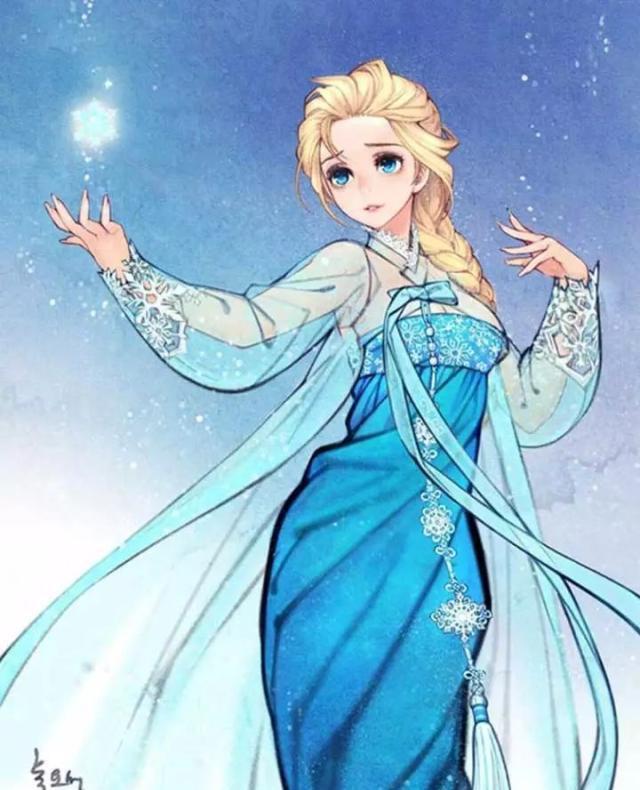 艾莎女王白雪公主穿上中国的汉服,仿佛成为了古代的大家闺秀,气质上升