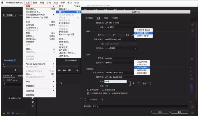只有建立了序列,才能在 pr 编辑窗口进行编辑.