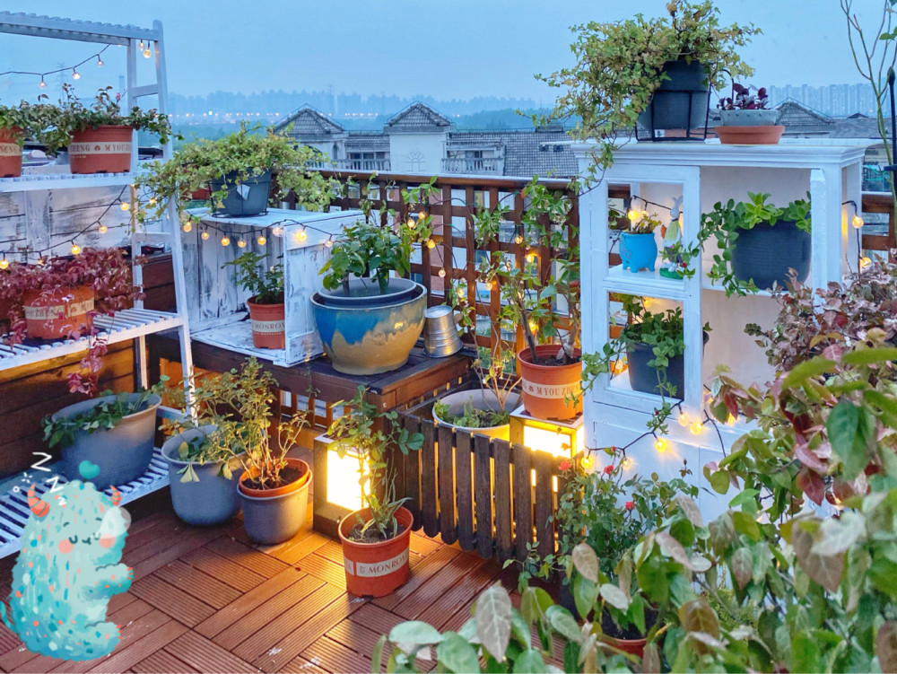 30㎡"露台花园"翻新改造,一整天的折腾,瞬间感觉清新漂亮了