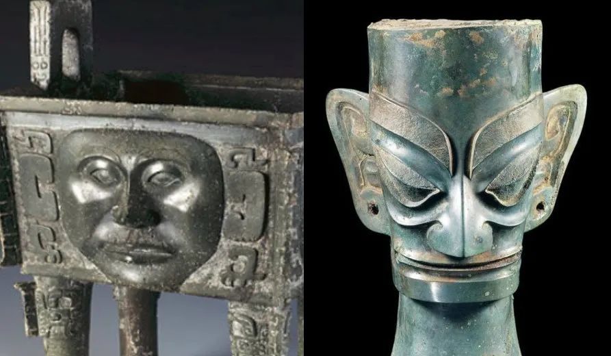 而商朝的青铜器大禾鼎上,人像的长相就有非常强烈的北亚特征,颧骨高