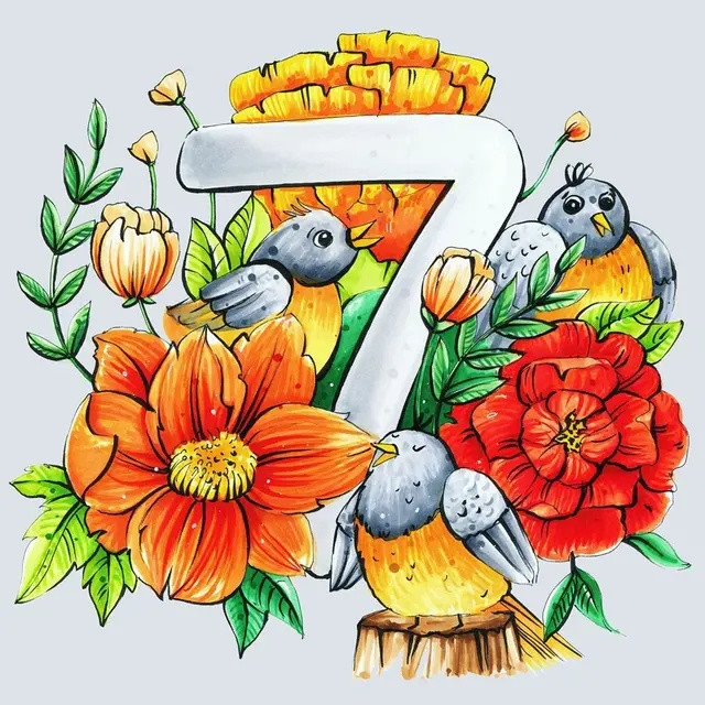 少儿美术马克笔素材:数字主题插画作品素材大全,高清10张图