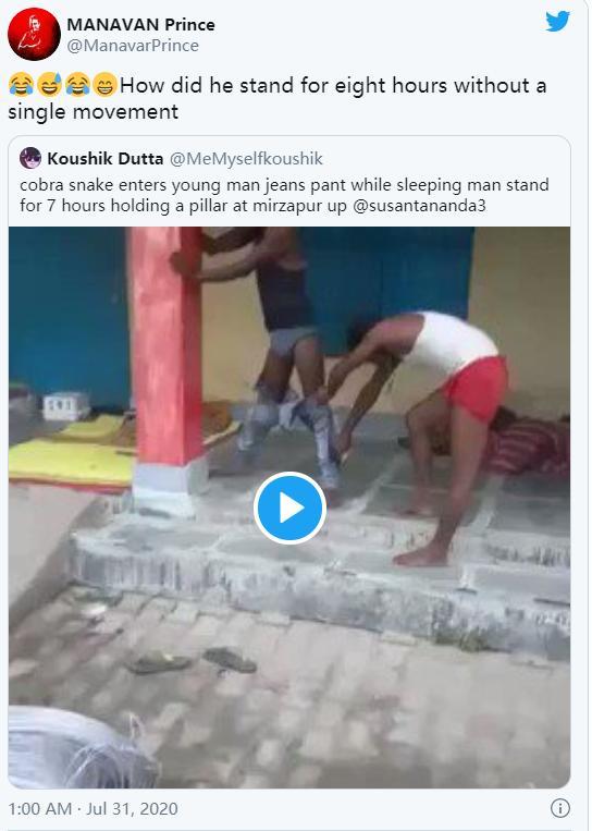 印度_社会|醒来发现蛇钻进裤筒 印度男子为防被咬一动不动站七个多小时
