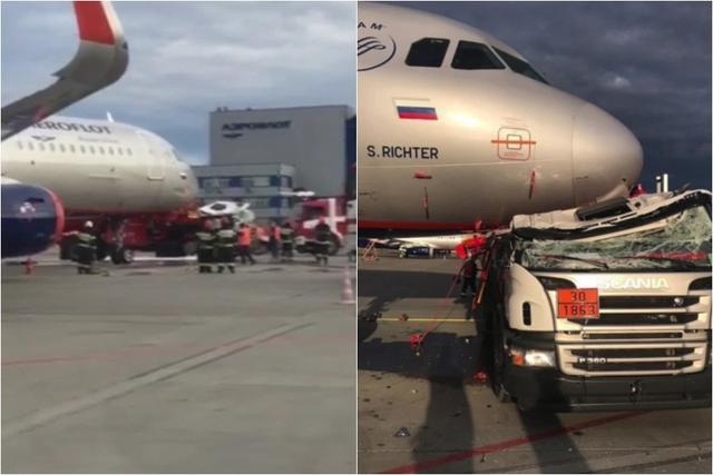 俄罗斯最大机场发生严重车祸加油车一头撞上俄航飞机