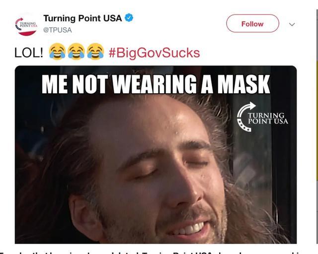 特朗普|挺特朗普的保守组织创始人感染新冠去世，官推偷偷删掉反口罩贴帖子