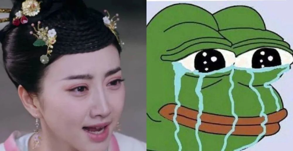 景甜说自己变成悲伤蛙的大概就是拍摄《大唐荣耀》中的沈珍珠吧,不过