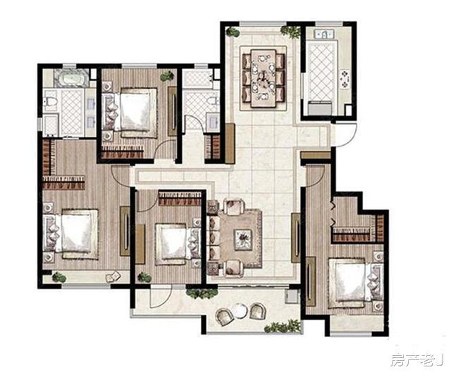 当中,过去的老户型还是非常到位的,四室的面积基本会在150平米以上
