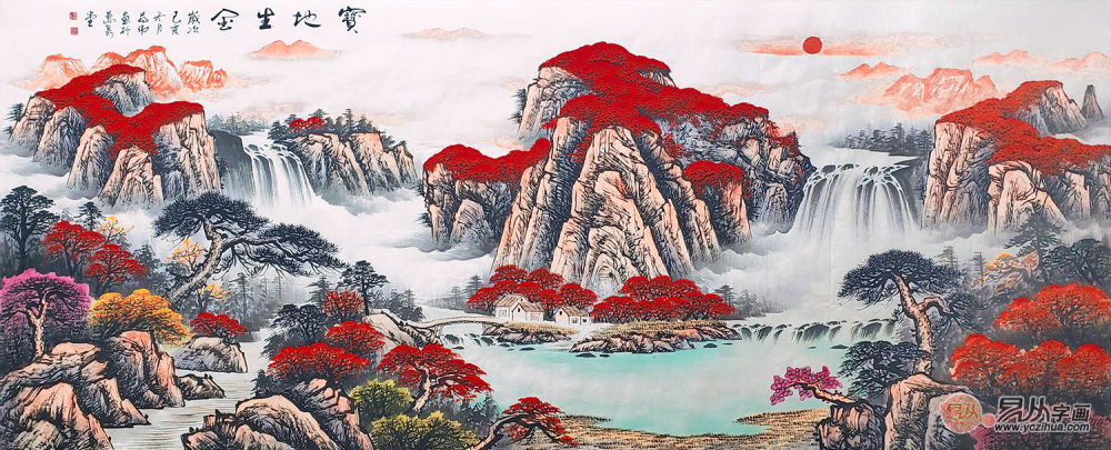 鸿运当头|手绘国画 鸿运山水 居家装饰大气好河山