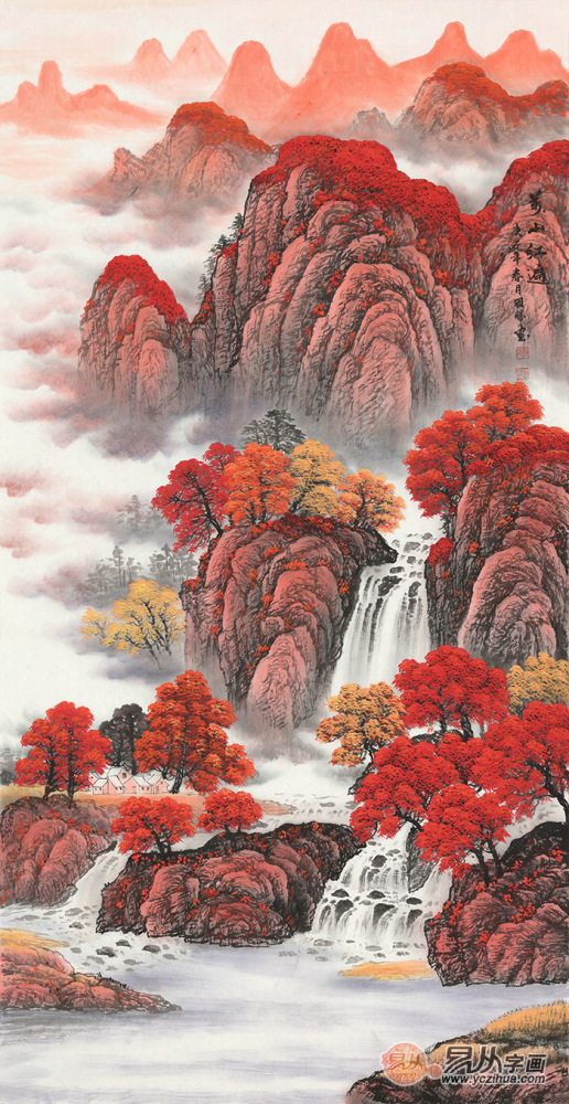 鸿运当头|手绘国画 鸿运山水 居家装饰大气好河山