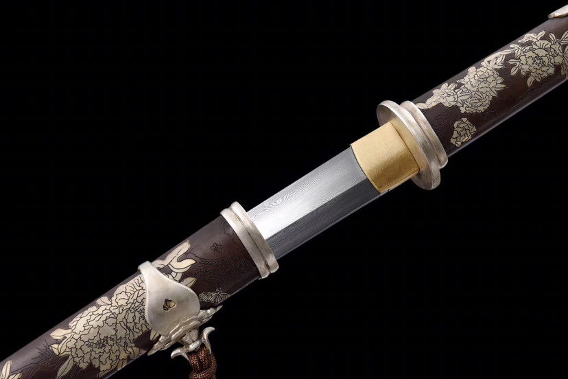 牡丹|全铜鞘小唐刀-银牡丹