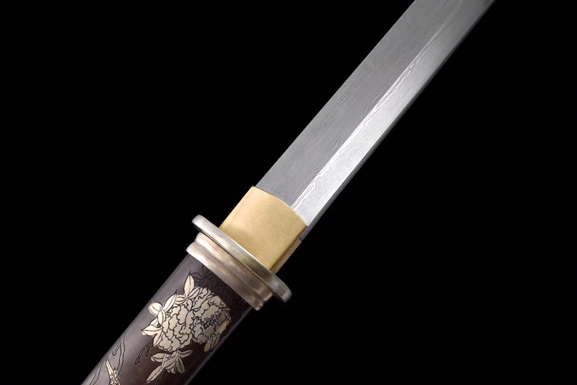 牡丹|全铜鞘小唐刀-银牡丹