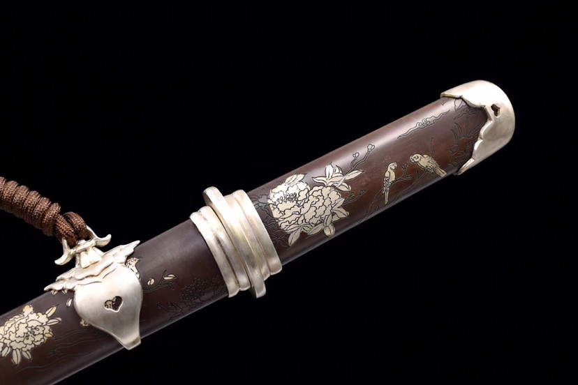 牡丹|全铜鞘小唐刀-银牡丹