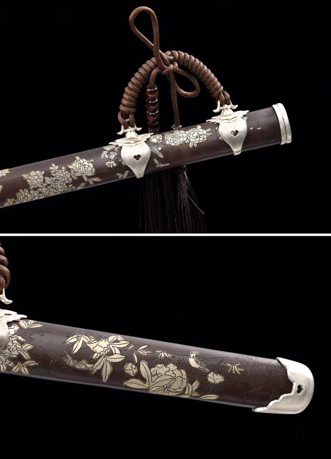 牡丹|全铜鞘小唐刀-银牡丹