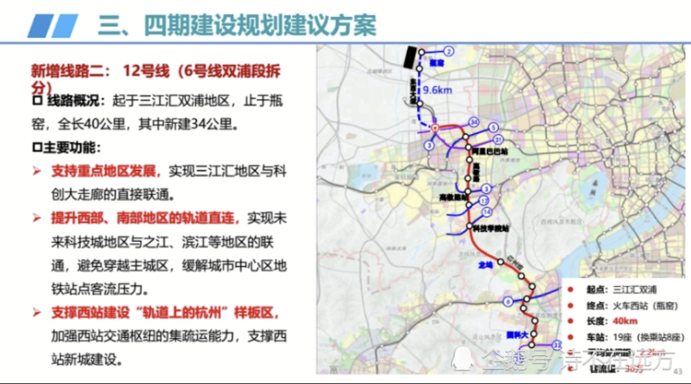 杭州地铁四期规划重点钱塘新区城西走廊三江汇和临空经济区