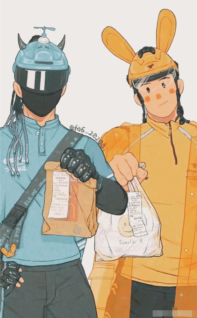 美团和饿了么外卖小哥同人作品竟如此惊艳,反差萌的既视感太棒了