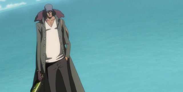 剧场版《z》中,青雉劝说老师泽法放弃计划被拒绝后,青雉将泽法的计划