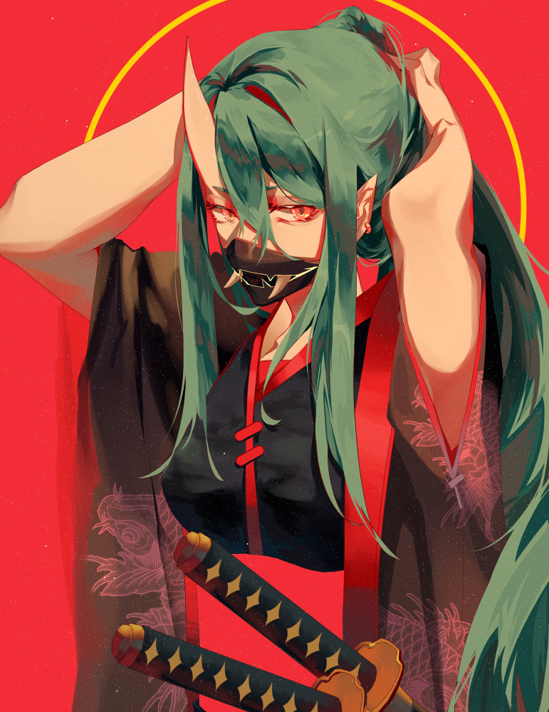 明日方舟同人绘推进之王尽显女神风范和服星熊不落于人