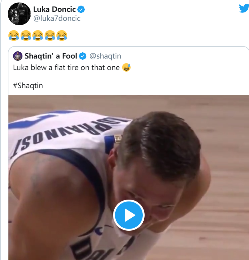 被自己逗乐东契奇转发自己五大囧视频还配上表情包自嘲