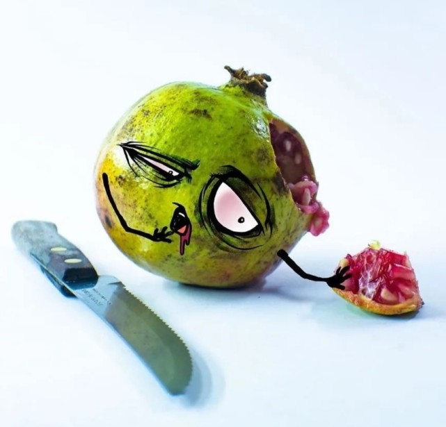 当水果被拟人化雪梨的表情很滑稽西瓜的手脚画反了吗