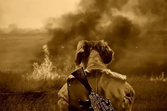 一只强壮背影的狗子遭网友ps恶搞