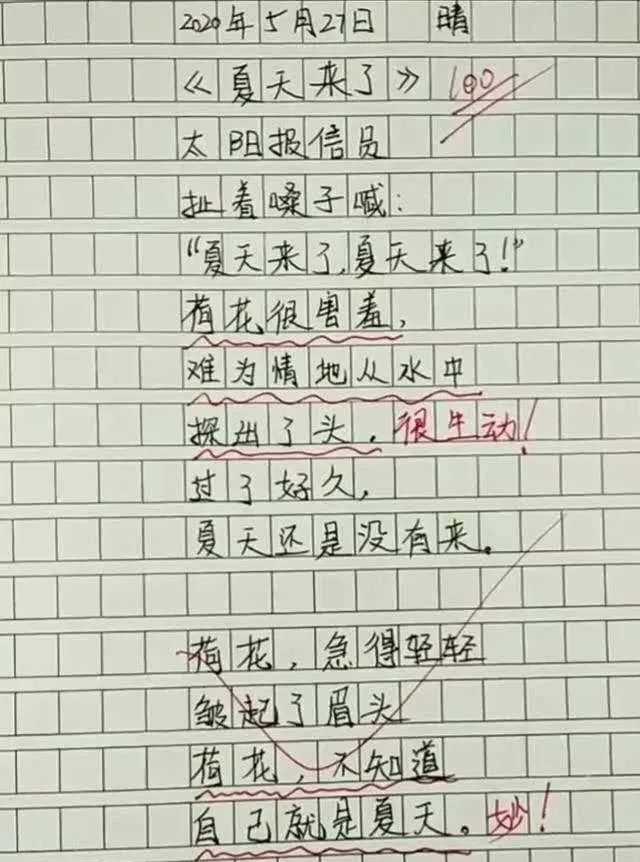 小学生作文 低调 火了 老师称 优秀 我拜你为师吧 极速体育在线