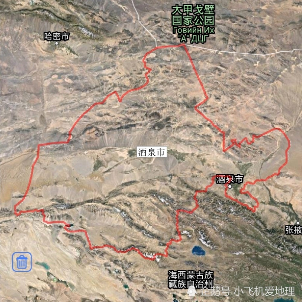 酒泉市地形圖酒泉市境內多高山群,陡峻高拔,地形複雜多樣,有山前傾斜