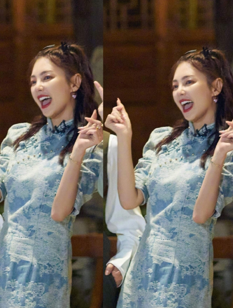 张雨绮录制节目,特意换上国风旗袍秀腰,无意间却穿出一堆褶皱_腾讯