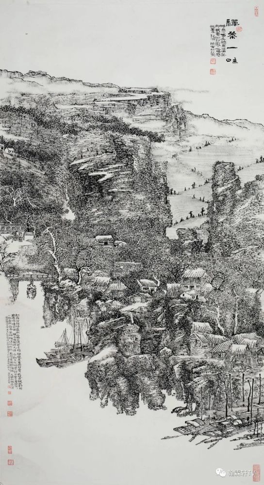 焦墨法是指不掺水的焦墨渴笔作画的技法.