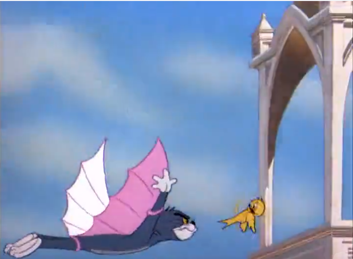 猫和老鼠小黄鸟也是光顾着逃跑了没看路直接就撞进大钟里面了