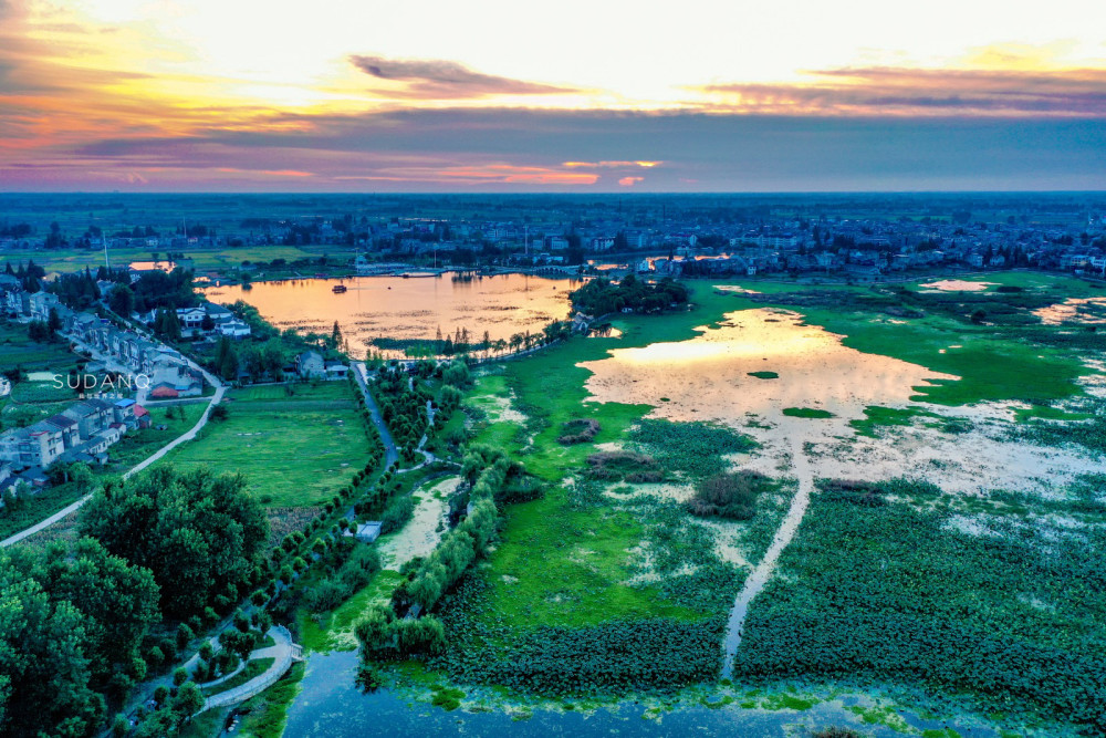 航拍湖北江汉平原如此美丽千年古城与田园风光犹如一幅画卷