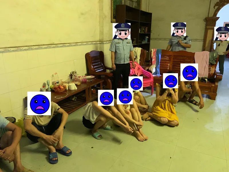 崇左某县扫黄现场16名涉黄男女被抓获