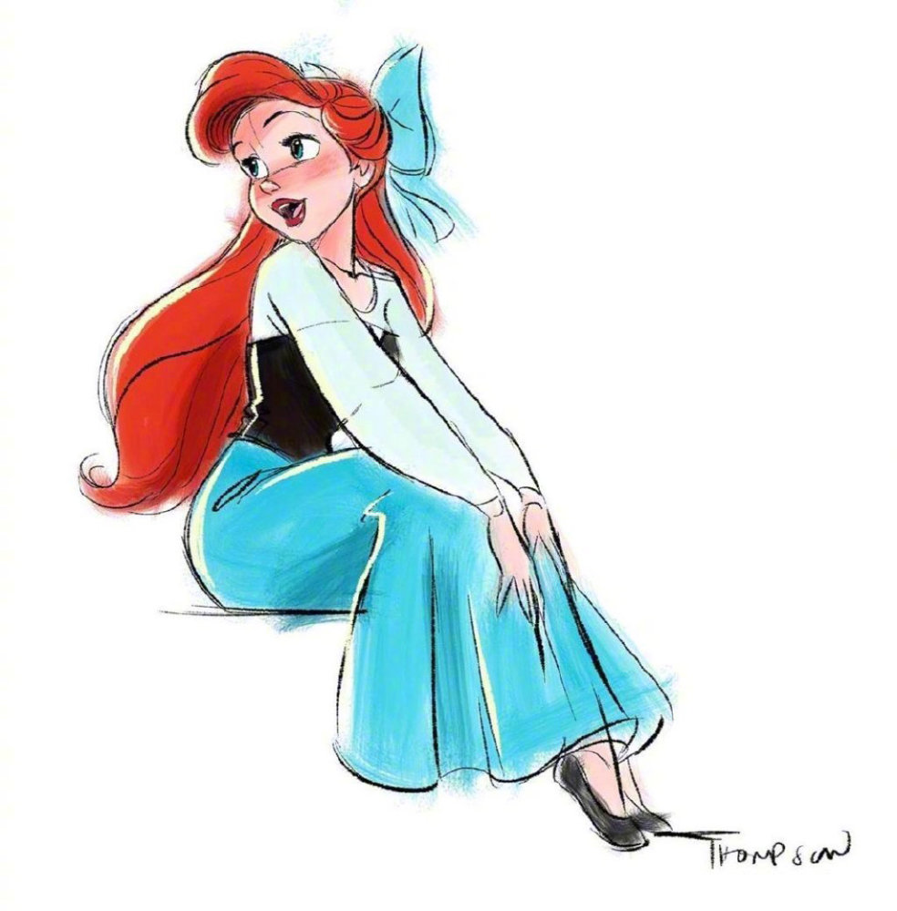 当然也有常规的迪士尼公主画风,比如下图中的爱丽儿公主