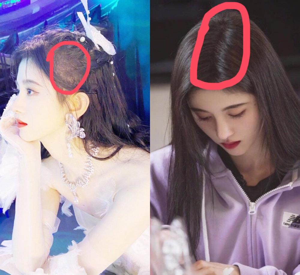 头发的生长痕迹都被遮盖了,还有鬓角这风永远吹不动的发丝,都是奇怪.