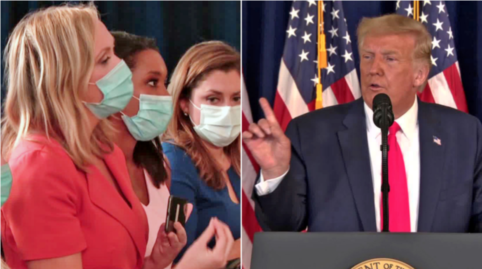 特朗普|特朗普又在记者会上吹嘘政绩，被当场戳穿后一言不发负气离场