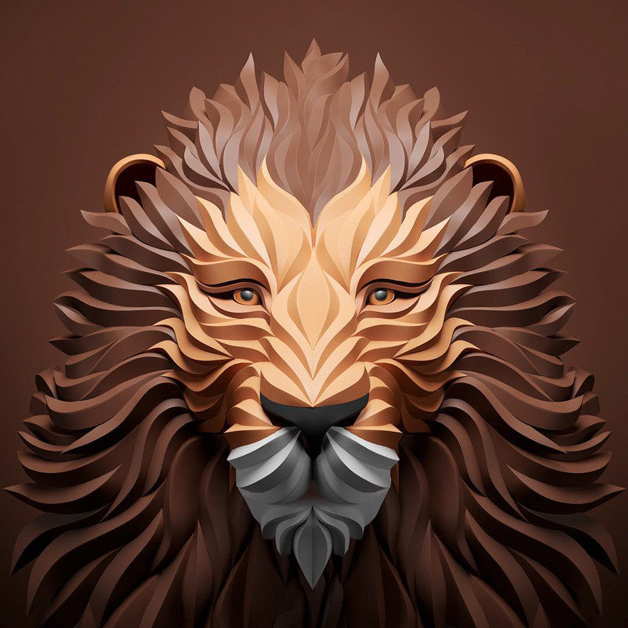 插画|人类的眼神，野兽的形象，他用非凡想象力创作惊人3D动物插画