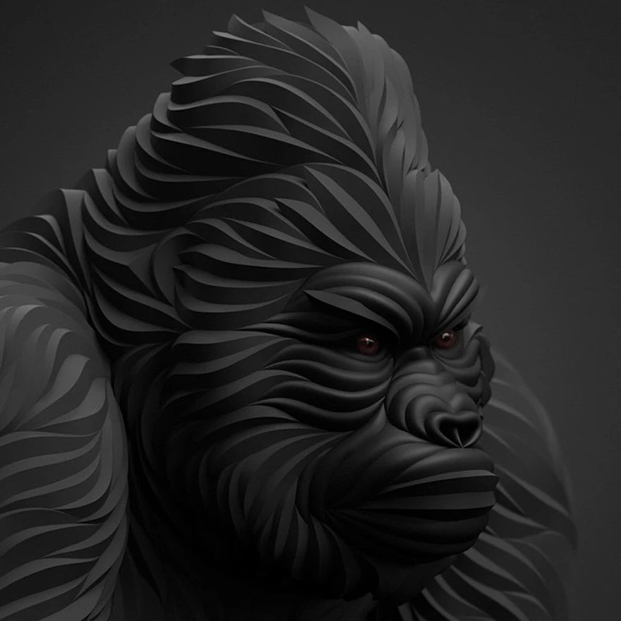 插画|人类的眼神，野兽的形象，他用非凡想象力创作惊人3D动物插画