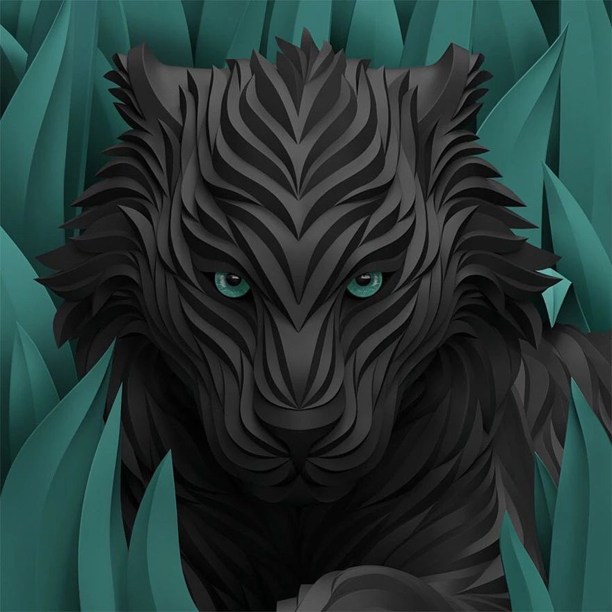 插画|人类的眼神，野兽的形象，他用非凡想象力创作惊人3D动物插画