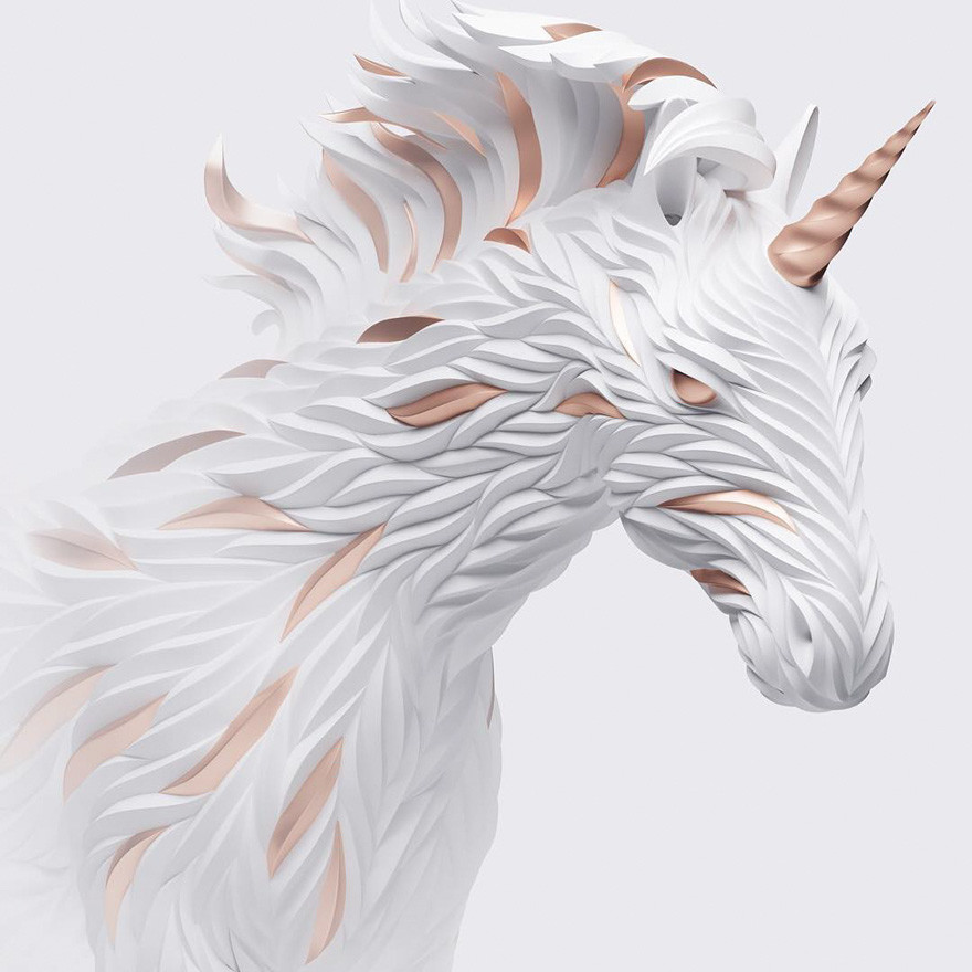 插画|人类的眼神，野兽的形象，他用非凡想象力创作惊人3D动物插画