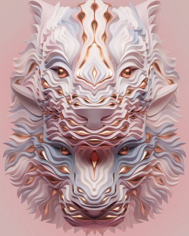 插画|人类的眼神，野兽的形象，他用非凡想象力创作惊人3D动物插画