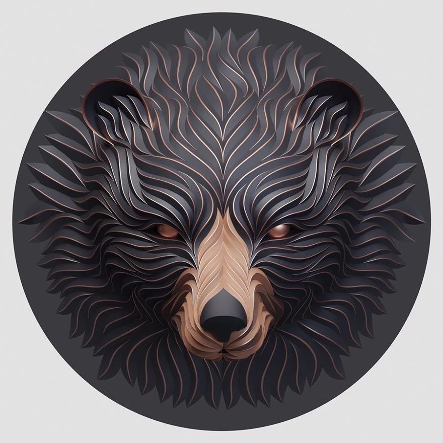 插画|人类的眼神，野兽的形象，他用非凡想象力创作惊人3D动物插画