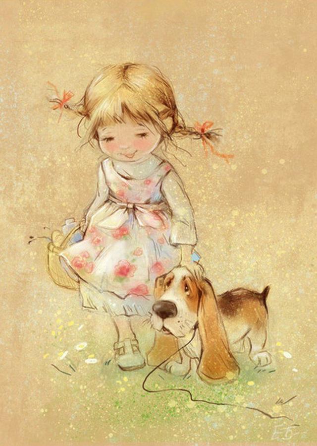 插画家|白俄罗斯美女插画家叶卡捷琳娜下的小女孩，太可爱了