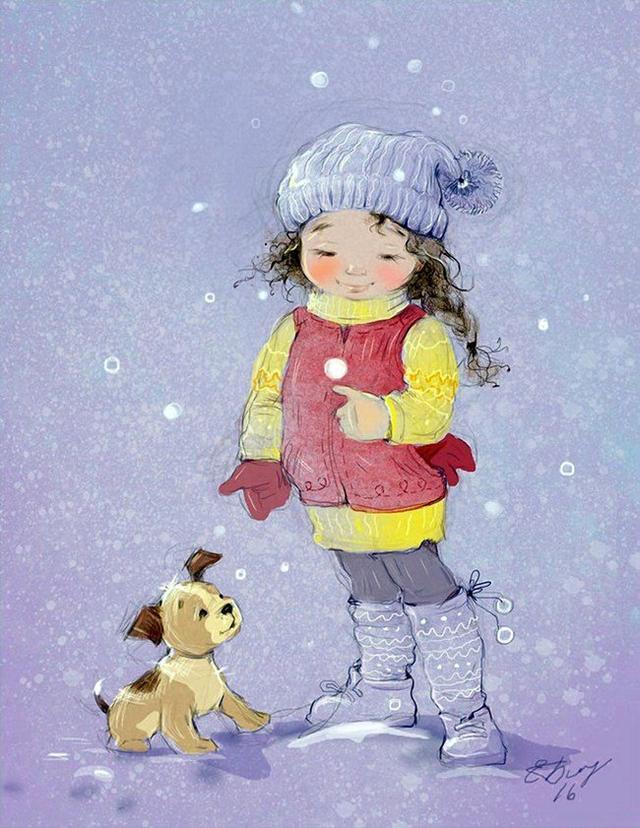 插画家|白俄罗斯美女插画家叶卡捷琳娜下的小女孩，太可爱了