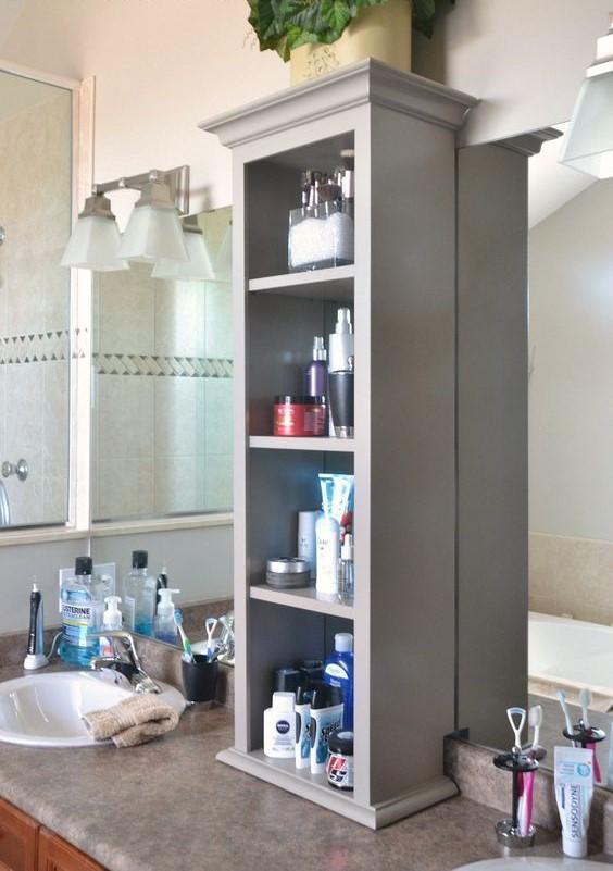 我再也不嫌双台盆鸡肋了收纳柜放中间一分为二洗漱互不耽误