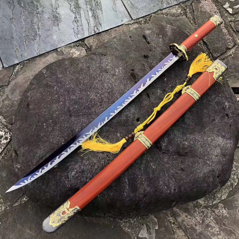 梅花清刀,弹簧钢手工锻打烤蓝工艺